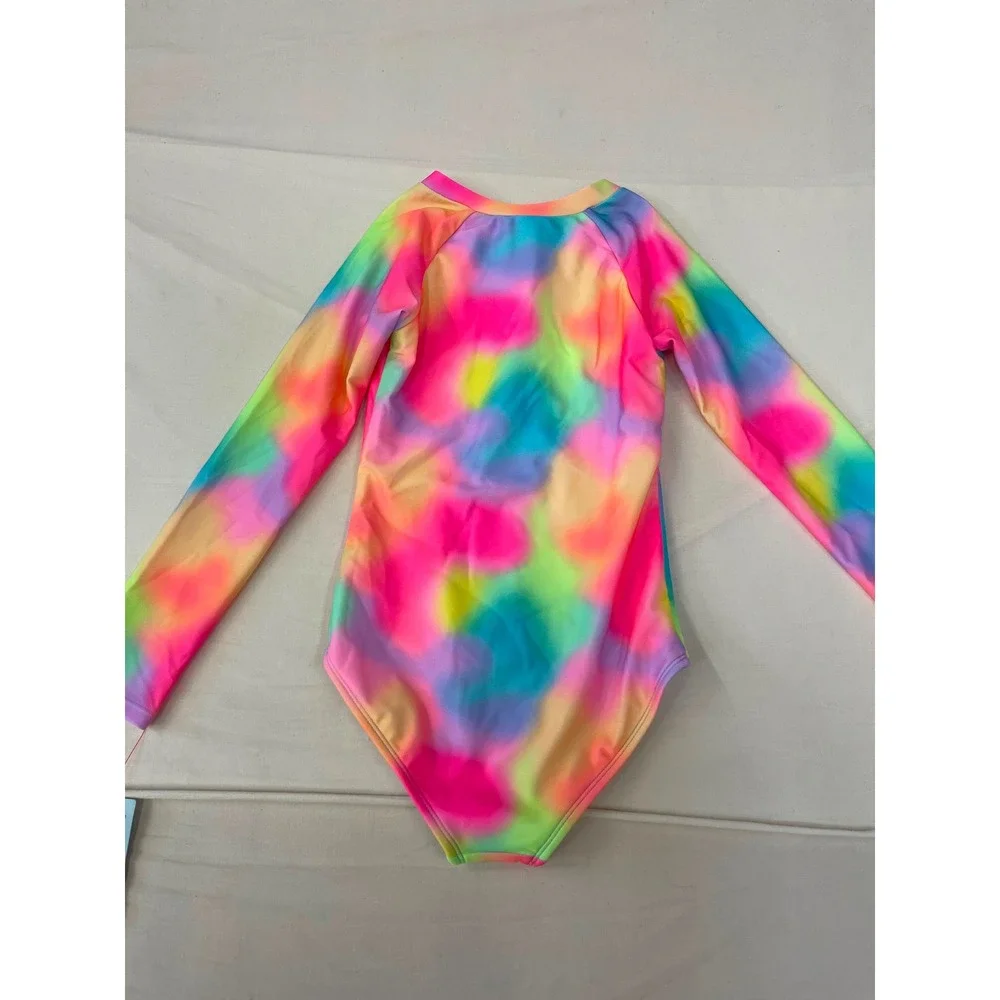 Cat & Jack Girls Multicolor Tie-Dye Long Sleeve One Piece Swimsuit Size M (8)